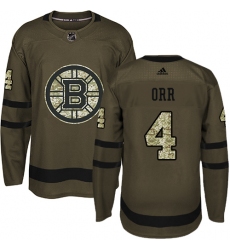Men's Adidas Boston Bruins #4 Bobby Orr Premier Green Salute to Service NHL Jersey