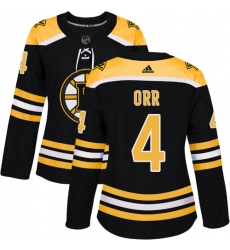 Women's Adidas Boston Bruins #4 Bobby Orr Premier Black Home NHL Jersey
