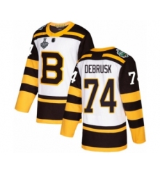 Men's Boston Bruins #74 Jake DeBrusk Authentic White Winter Classic 2019 Stanley Cup Final Bound Hockey Jersey