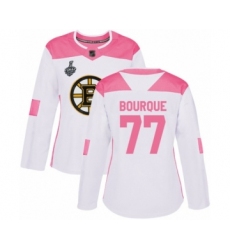Women's Boston Bruins #77 Ray Bourque Authentic White  Pink Fashion 2019 Stanley Cup Final Bound Hockey Jersey