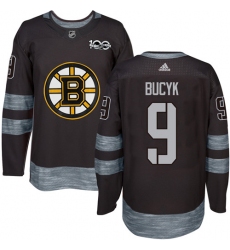 Men's Adidas Boston Bruins #9 Johnny Bucyk Authentic Black 1917-2017 100th Anniversary NHL Jersey