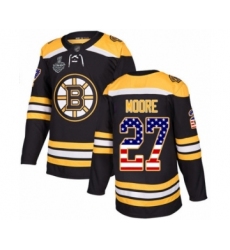 Youth Boston Bruins #27 John Moore Authentic Black USA Flag Fashion 2019 Stanley Cup Final Bound Hockey Jersey