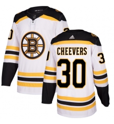 Women's Adidas Boston Bruins #30 Gerry Cheevers Authentic White Away NHL Jersey