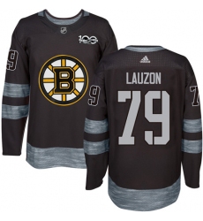 Men's Adidas Boston Bruins #79 Jeremy Lauzon Authentic Black 1917-2017 100th Anniversary NHL Jersey