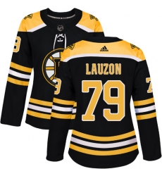 Women's Adidas Boston Bruins #79 Jeremy Lauzon Authentic Black Home NHL Jersey
