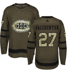 Men's Adidas Montreal Canadiens #27 Alex Galchenyuk Premier Green Salute to Service NHL Jersey