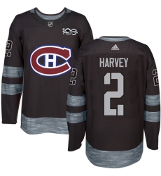 Men's Adidas Montreal Canadiens #2 Doug Harvey Premier Black 1917-2017 100th Anniversary NHL Jersey