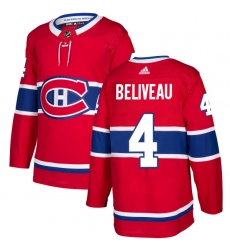 Men's Adidas Montreal Canadiens #4 Jean Beliveau Premier Red Home NHL Jersey