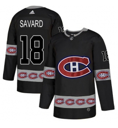 Men's Adidas Montreal Canadiens #18 Serge Savard Authentic Black Team Logo Fashion NHL Jersey
