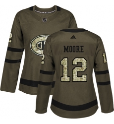 Women's Adidas Montreal Canadiens #12 Dickie Moore Authentic Green Salute to Service NHL Jersey
