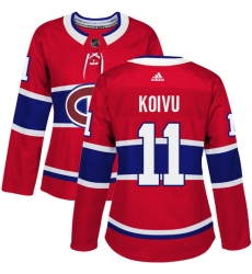 Women's Adidas Montreal Canadiens #11 Saku Koivu Premier Red Home NHL Jersey