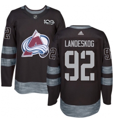 Men's Adidas Colorado Avalanche #92 Gabriel Landeskog Premier Black 1917-2017 100th Anniversary NHL Jersey