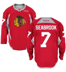 Men's Reebok Chicago Blackhawks #7 Brent Seabrook Premier Red Practice NHL Jersey