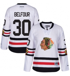 Women's Reebok Chicago Blackhawks #30 ED Belfour Premier White 2017 Winter Classic NHL Jersey