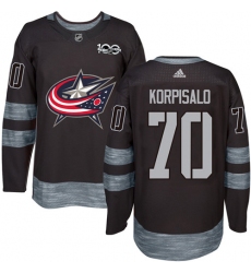 Men's Adidas Columbus Blue Jackets #70 Joonas Korpisalo Premier Black 1917-2017 100th Anniversary NHL Jersey