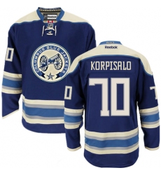 Women's Reebok Columbus Blue Jackets #70 Joonas Korpisalo Premier Navy Blue Third NHL Jersey