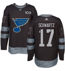 Men's Adidas St. Louis Blues #17 Jaden Schwartz Authentic Black 1917-2017 100th Anniversary NHL Jersey