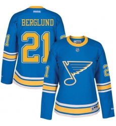 Women's Reebok St. Louis Blues #21 Patrik Berglund Authentic Blue 2017 Winter Classic NHL Jersey