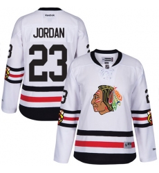 Women's Reebok Chicago Blackhawks #23 Michael Jordan Premier White 2017 Winter Classic NHL Jersey
