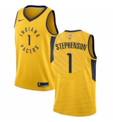 Men's Nike Indiana Pacers #1 Lance Stephenson Authentic Gold NBA Jersey Statement Edition