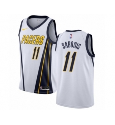 Men's Nike Indiana Pacers #11 Domantas Sabonis White Swingman Jersey - Earned Edition