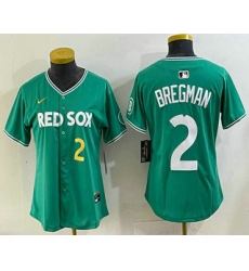 Women's Boston Red Sox #2 Alex Bregman Green 2025 City Connect Player Name Limited Jersey