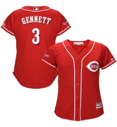 Women's Majestic Cincinnati Reds #3 Scooter Gennett Replica Red Alternate Cool Base MLB Jersey