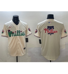 Men's Philadelphia Phillies Team Big Logo Cream Phanatic Limited Stitched Jersey