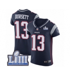 Men's Nike New England Patriots #13 Phillip Dorsett Navy Blue Team Color Vapor Untouchable Elite Player Super Bowl LIII Bound NFL Jersey