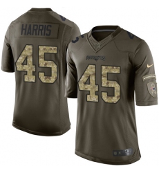 Men's Nike New England Patriots #45 David Harris Elite Green Salute to Service NFL Jersey