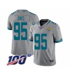 Men's Jacksonville Jaguars #95 Abry Jones Silver Inverted Legend Limited 100th Season Football Jersey