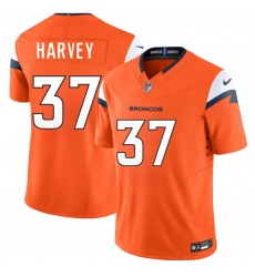 Men's Denver Broncos #37 RJ Harvey Orange 2025 Draft F.U.S.E. Vapor Limited Football Stitched Jersey
