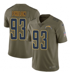 Men's Nike Los Angeles Chargers #93 Darius Philon Limited Olive 2017 Salute to Service NFL Jersey