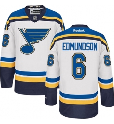 Youth Reebok St. Louis Blues #6 Joel Edmundson Authentic White Away NHL Jersey