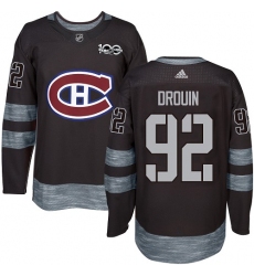 Men's Adidas Montreal Canadiens #92 Jonathan Drouin Premier Black 1917-2017 100th Anniversary NHL Jersey