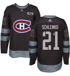 Men's Adidas Montreal Canadiens #21 David Schlemko Premier Black 1917-2017 100th Anniversary NHL Jersey