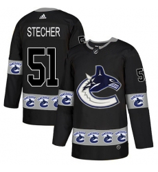 Men's Adidas Vancouver Canucks #51 Troy Stecher Authentic Black Team Logo Fashion NHL Jersey