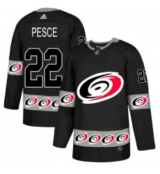 Men's Adidas Carolina Hurricanes #22 Brett Pesce Authentic Black Team Logo Fashion NHL Jersey