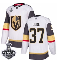 Youth Adidas Vegas Golden Knights #37 Reid Duke Authentic White Away 2018 Stanley Cup Final NHL Jersey