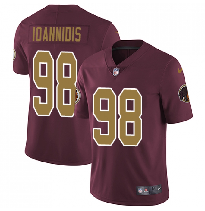 Youth Nike Washington Redskins #98 Matt Ioannidis Burgundy Red Gold Number Alternate 80TH Anniversary Vapor Untouchable Limited Player NFL Jersey