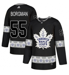 Men's Adidas Toronto Maple Leafs #55 Andreas Borgman Authentic Black Team Logo Fashion NHL Jersey