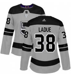 Women's Adidas Los Angeles Kings #38 Paul LaDue Authentic Gray Alternate NHL Jersey