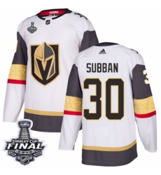 Youth Adidas Vegas Golden Knights #30 Malcolm Subban Authentic White Away 2018 Stanley Cup Final NHL Jersey