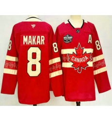 Men's Canada Hockey #8 Cale Makar Red 2025 4 Nations Face Off Authentic Jersey