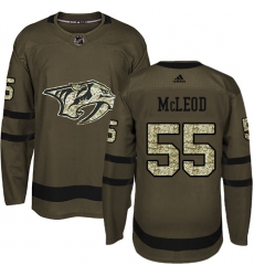 Men's Adidas Nashville Predators #55 Cody McLeod Authentic Green Salute to Service NHL Jersey