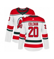 Women's Adidas New Jersey Devils #20 Blake Coleman Authentic White Alternate NHL Jersey