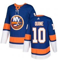 Men's Adidas New York Islanders #10 Alan Quine Authentic Royal Blue Home NHL Jersey