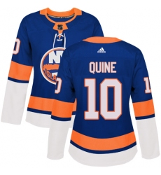 Women's Adidas New York Islanders #10 Alan Quine Authentic Royal Blue Home NHL Jersey
