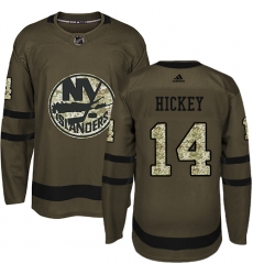 Men's Adidas New York Islanders #14 Thomas Hickey Premier Green Salute to Service NHL Jersey