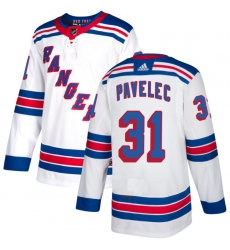 Men's Adidas New York Rangers #31 Ondrej Pavelec Authentic White Away NHL Jersey